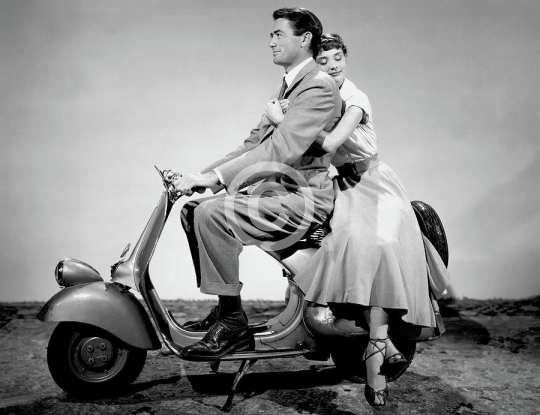Gregory Peck And Audrey Hepburn On Moped