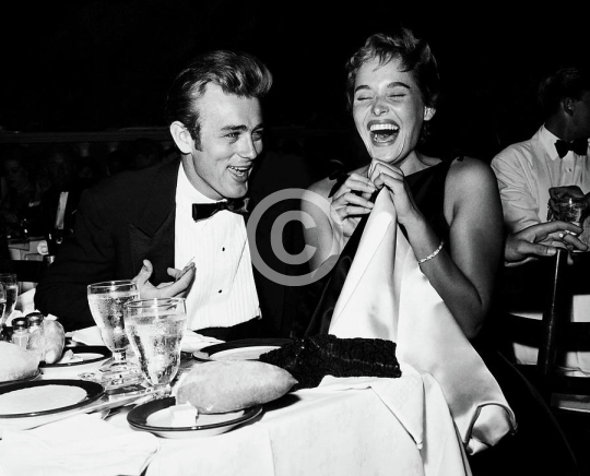 James Dean And Ursula Andress Laughing At Dinner