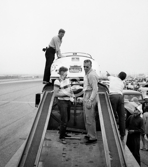 James Dean Standing With Porsche At Car Rally