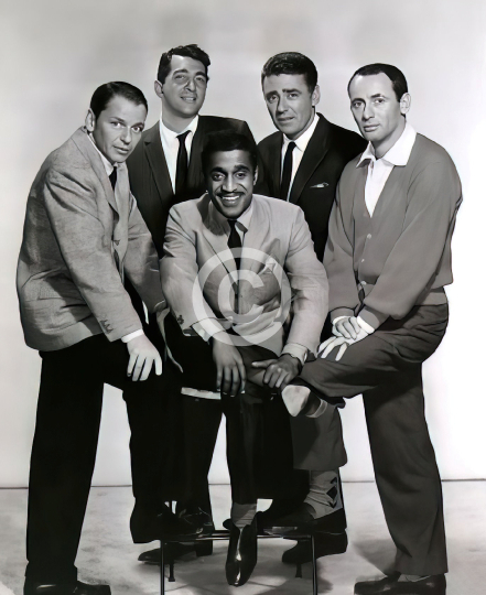 Promotional photo of the Rat Pack (from left) Frank Sinatra, Dean Martin, Sammy Davis Jr., Peter Lawford and Joey Bishop